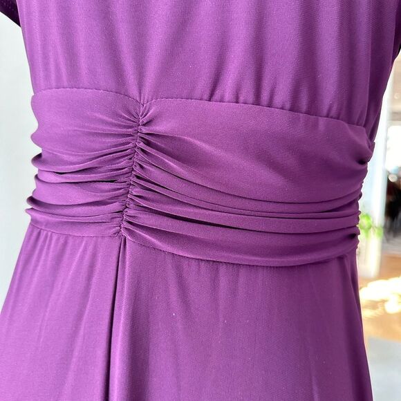 R&M Richards Midi Formal Dark Purple Short-Sleeve Faux Wrap Dress Womens Size 10 - Picture 10 of 12